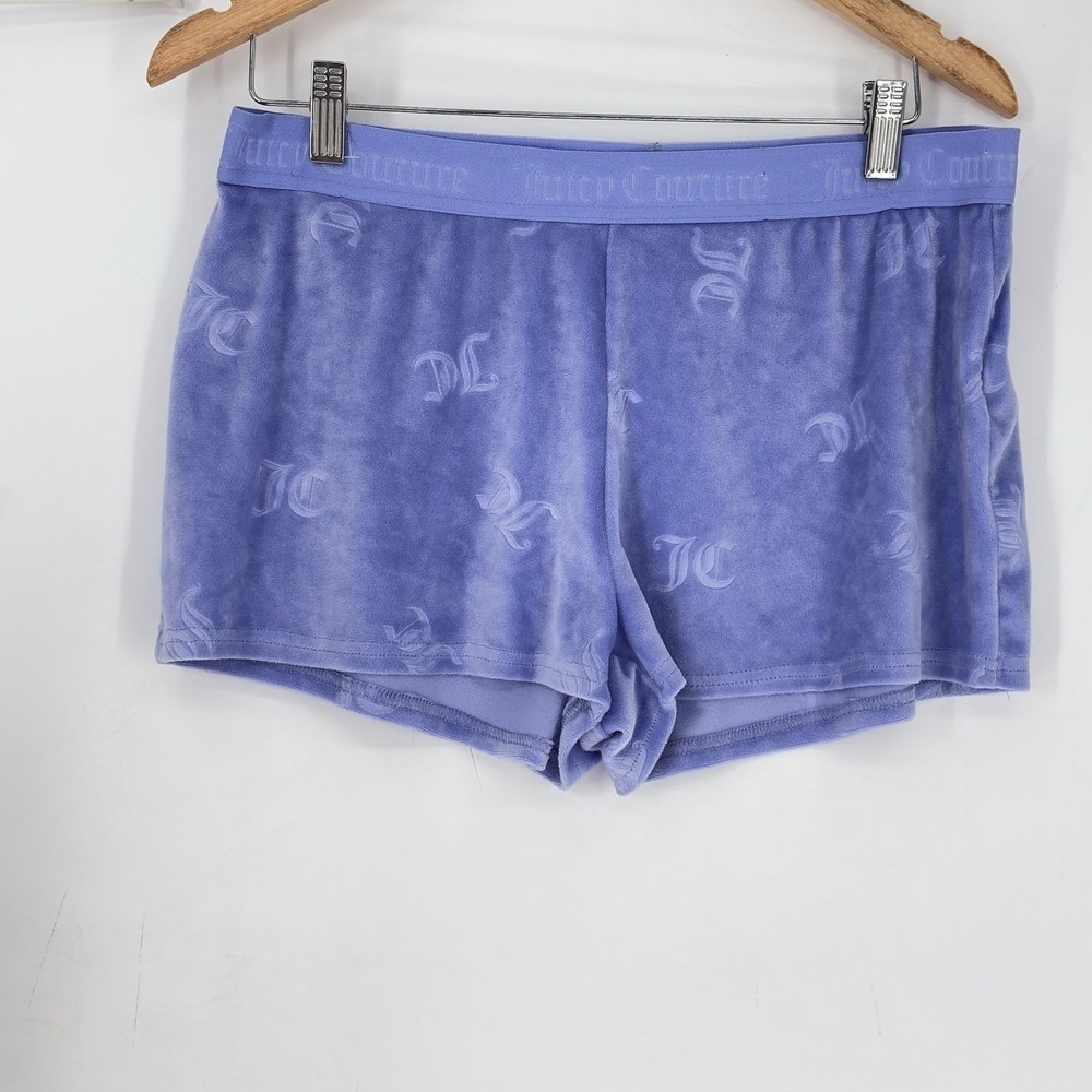 Juicy Couture Sleepwear Shorts Velour JC Logo Periwinkle Lounge Womens Size L